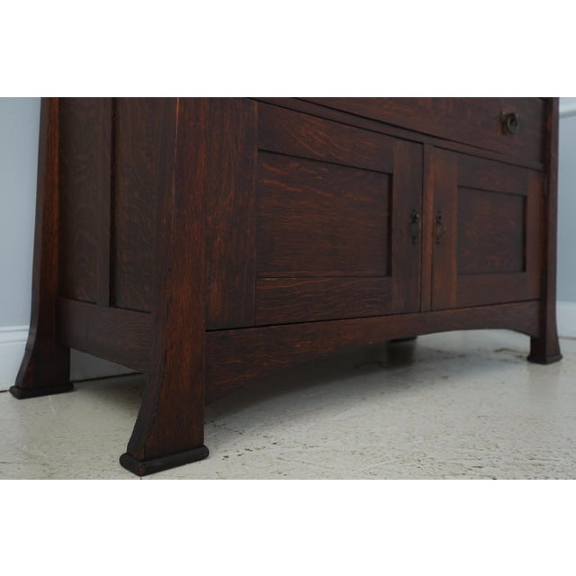 Antique Limbert Style Mission Oak Sideboard W. Mirror For Sale - Image 11 of 18