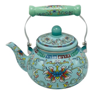 Vintage Chinoiserie Teapot For Sale