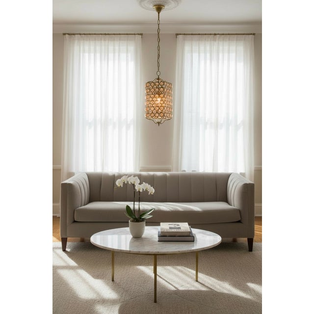 Pink Crystal and Bronze Pendant Light, 1960s For Sale - Image 9 of 11