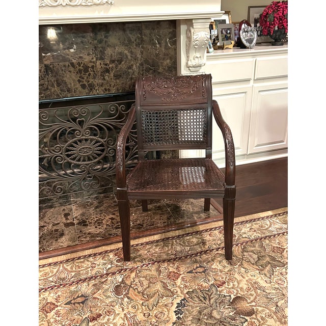 Traditional Vintage Louis IV Carved Mahogany Arm Chairs For Sale - Image 3 of 7