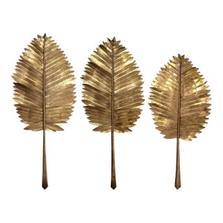 Group of Three Vintage Metal Palm Leaf Sculptures For Sale