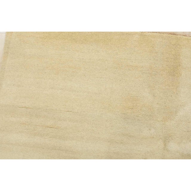 Solid Ivory Rug 6’4” X 7’11” Wool Contemporary Hand-Knotted Carpet For Sale In Philadelphia - Image 6 of 11