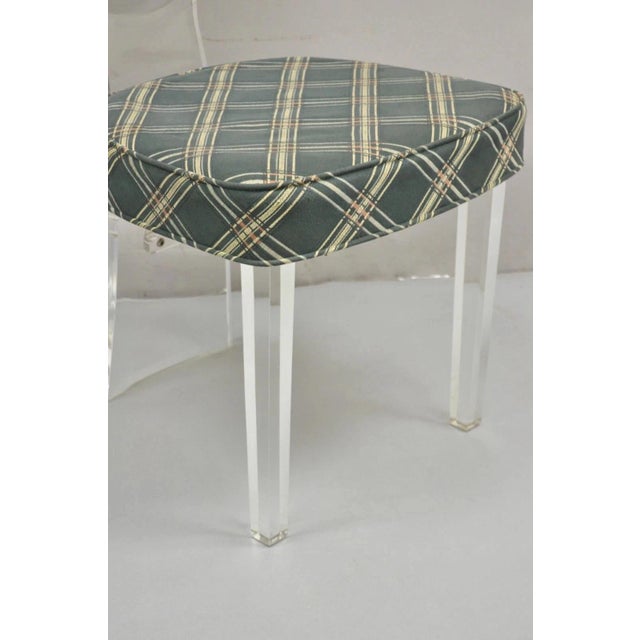 Mid 20th Century Vintage Hill Mid Century Modern Lucite Oval Back Upholstered Vanity Side Chair For Sale - Image 5 of 12
