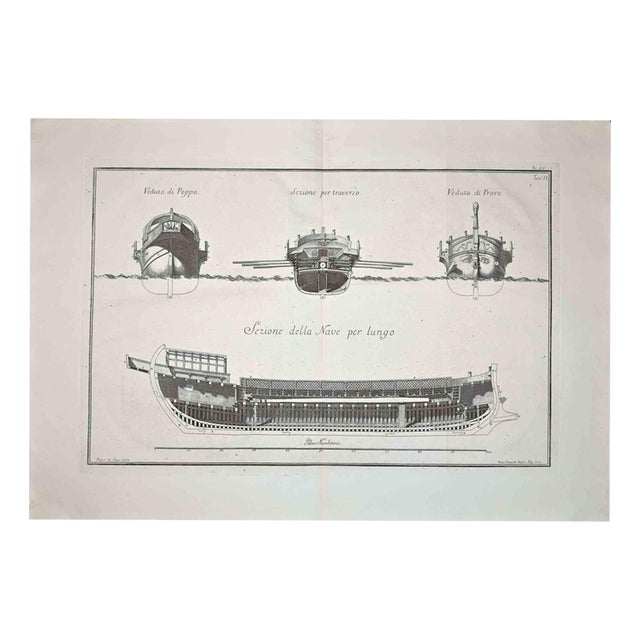 Francesco Cepparolli, Ancient Roman Ship, 18th Century, Etching For Sale
