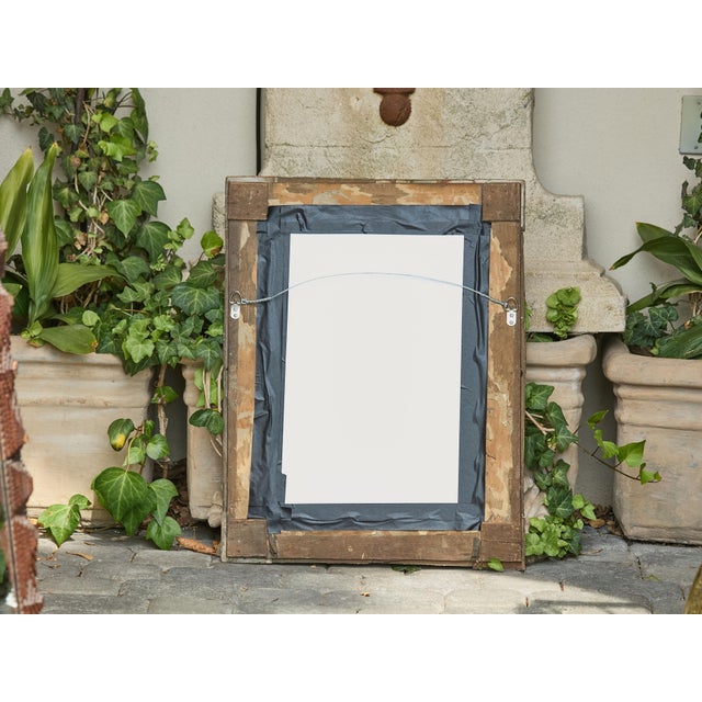 Gold Gilt Wood Tramp Art French Folk Mirror With Raised Pyramidal Motifs, Circa 1900 For Sale - Image 8 of 15