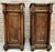 Pair of French Louis XVI side cabinets with side columns with acanthus leaf decoration, late 19th century. Red marble top....