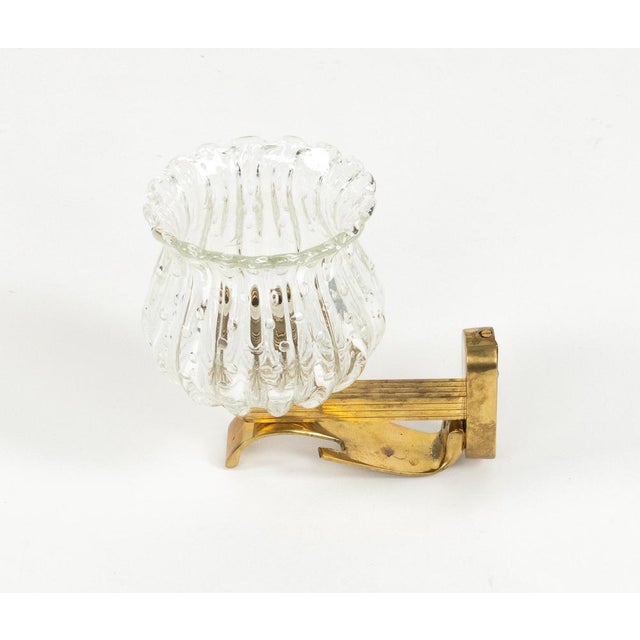 Mid-Century Sconces in Glass and Brass in the style of Barovier and Toso, Italy, 1960s, Set of 2 For Sale - Image 10 of 17