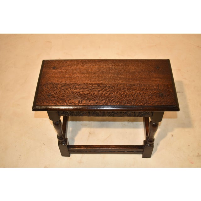 Late 19th Century Late 19th Century English Oak Carved Joint Stool For Sale - Image 5 of 8