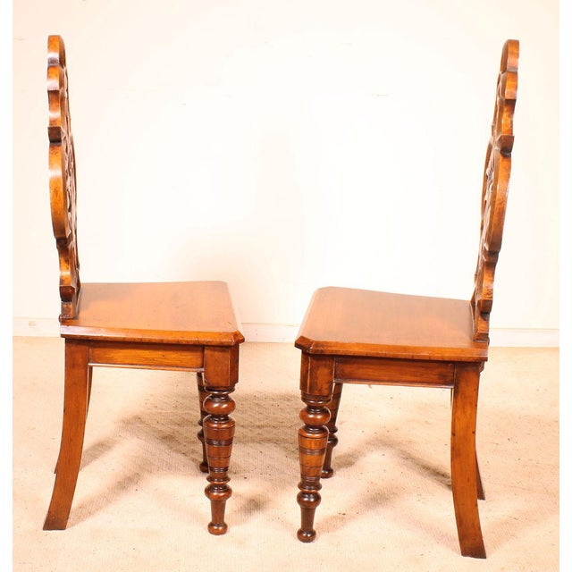 Set of Antique Art Deco English Hall Chairs For Sale - Image 8 of 9