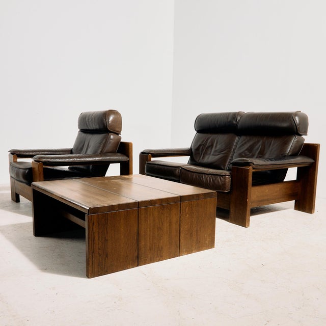Rustic Model 757 Leather Sofa Set by Harry De Groot for Leolux, 1970s, Set of 3 For Sale - Image 3 of 18