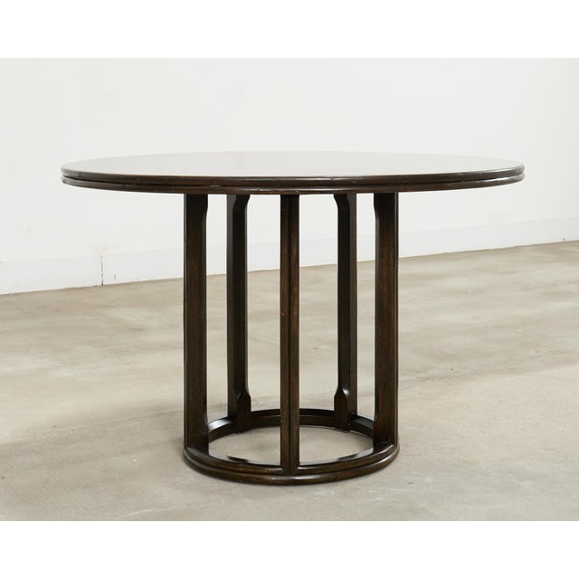 Mid 20th Century McGuire Midcentury Organic Modern Round Oak Rattan Dining Table For Sale - Image 5 of 15