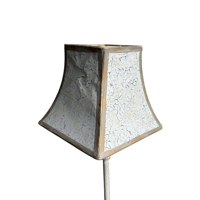 Late 20th Century Vintage Crackle Finish Candlestick Accent Lamp With Matching Shade For Sale - Image 5 of 5