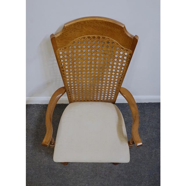 Wood Singer Furniture Solid Golden Oak Mediterranean Cane Back Dining Arm Chair 505-07 For Sale - Image 7 of 10