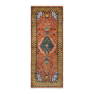 2.6x10Ft. Brunt Orange Persian Design Inspired Hand Knotted Wool Runner Rug For Sale