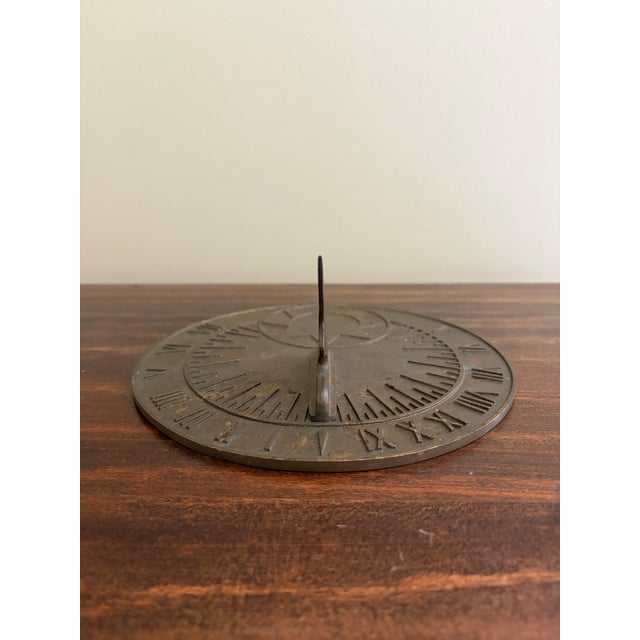 Late 20th Century Classical Cast Iron Garden Sundial With Roman Numerals – English Estate Outdoor Decor For Sale - Image 5 of 7