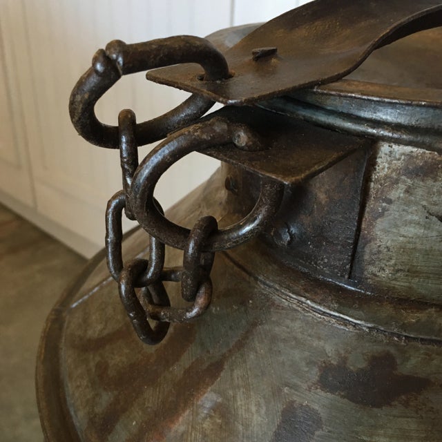 Industrial Antique Original Metal Milk Can For Sale - Image 3 of 13