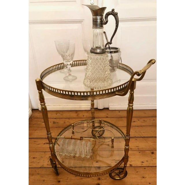 Vintage Brass Serving Trolley, 1950s For Sale - Image 3 of 13