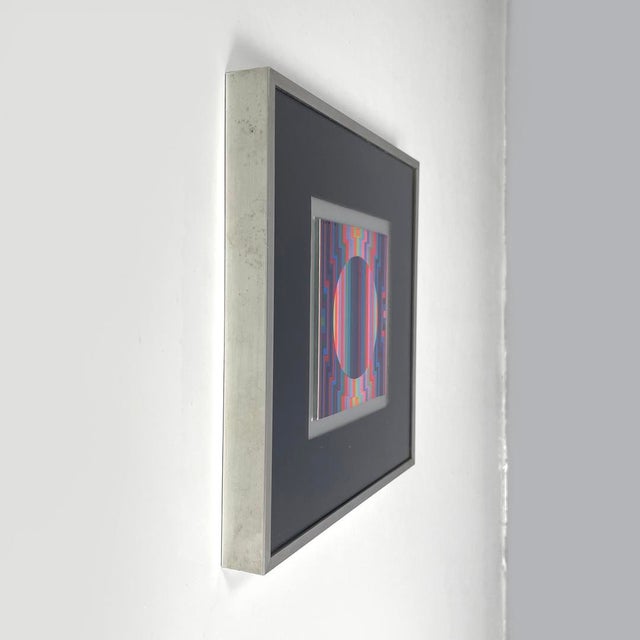Hungarian modern Optical Art painting with metal frame by Victor Vasarely, 1970s Painting with metal frame. The painting...