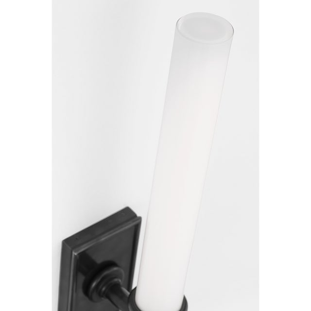 Owen 14" Single Bath Light in Bronze with White Glass Designer: Chapman & Myers Finish: Bronze Height: 13.5" Width: 2.75"...