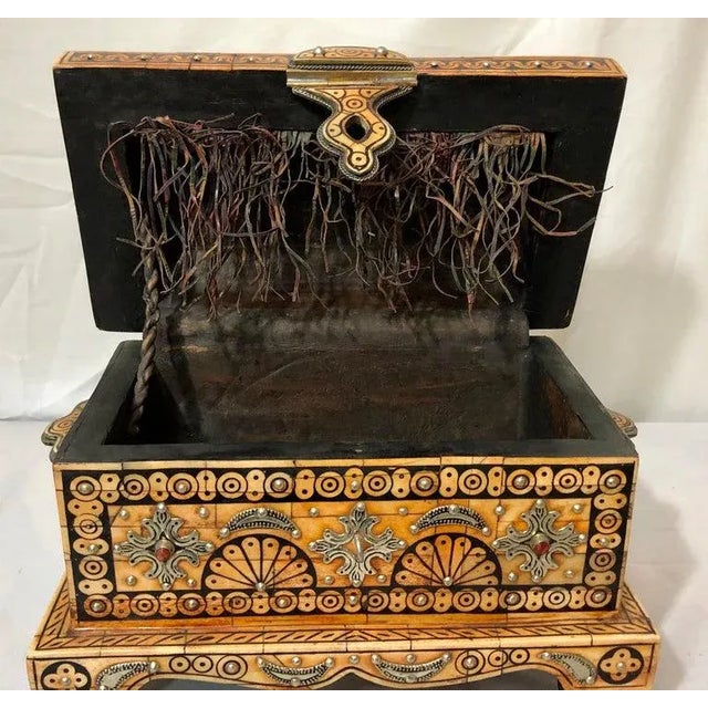 Tribal Tribal Orange Resin Jewelry Chest or Box With Brass Inlay For Sale - Image 3 of 11