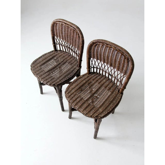 Mid-Century Modern Antique Wicker Chairs Pair For Sale - Image 3 of 12