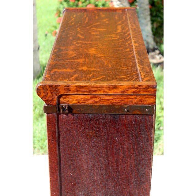 Antique Globe-Wernicke 3-Tier Tiger Oak Barrister Bookcase – Grade 299 For Sale - Image 10 of 17