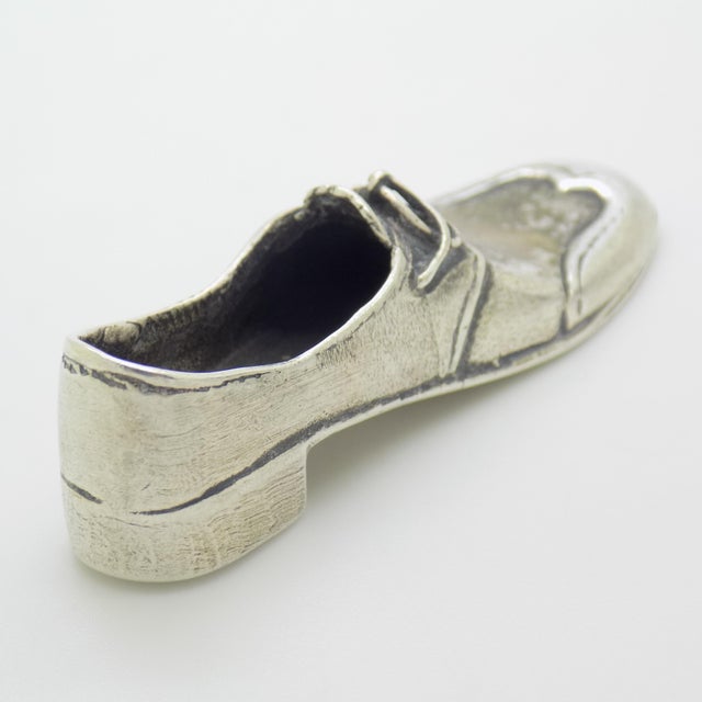 Vintage Italian Handmade Genuine Sterling Silver 925 Men’s Shoe Heavy Miniature For Sale - Image 4 of 10