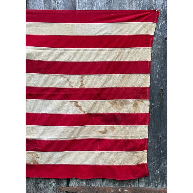 Textile Rare and Fine Antique American Flag 1920 Wool. 48 Star Beautifully Aged. Great Fade All Sewn Embroidered Stars 4x6 For Sale - Image 7 of 10