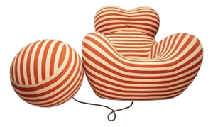 Gaetano Pesce “Big Mama” (Up5_6) Chair & Ottoman for B&b Italia – Red/White Stripe – Like New