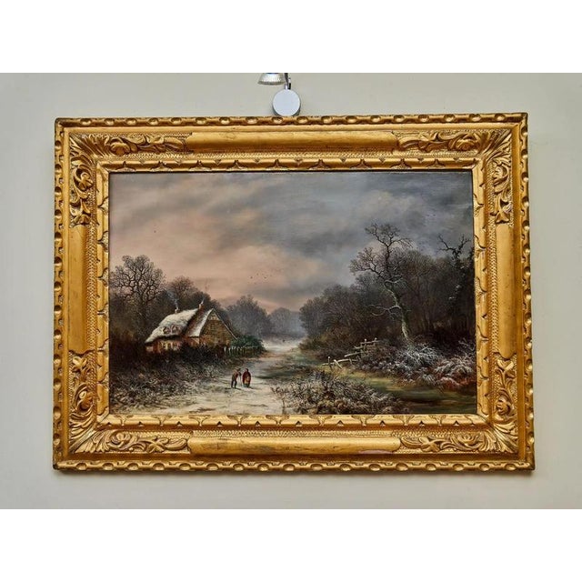 Charles Leaver, Winter Landscape, Oil on Canvas For Sale - Image 3 of 11