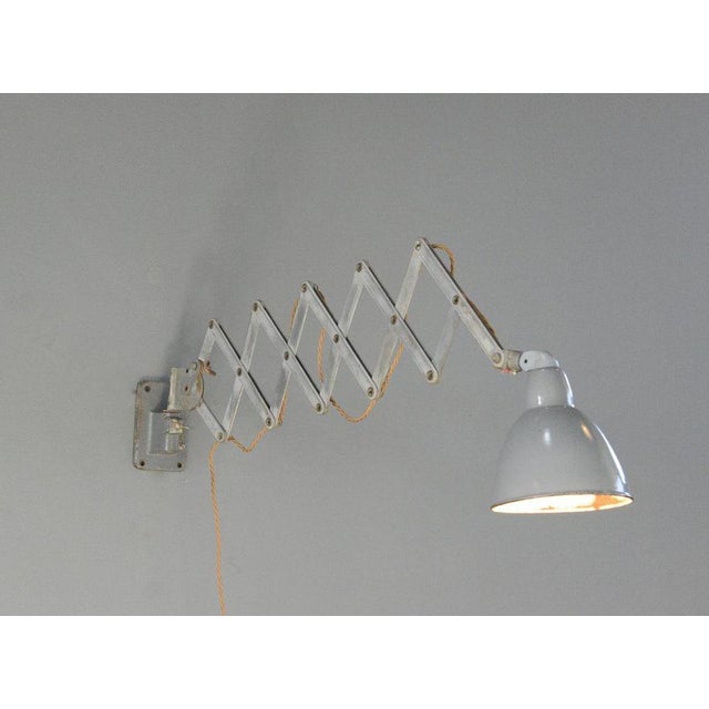 Gold Industrial Wall Mounted Scissor Lamp from Siemens For Sale - Image 8 of 10