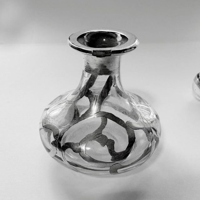 Late 19th Century Antique Art Nouveau Silver Overlay Glass Perfume Bottle, C. 1899 Scent Bottle For Sale - Image 5 of 5
