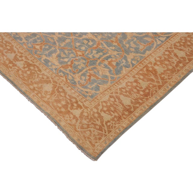 1990s Bohemien Ziegler Blue Brown Hand-Knotted Wool Rug - 8'11'' X 12'0'' For Sale - Image 5 of 8