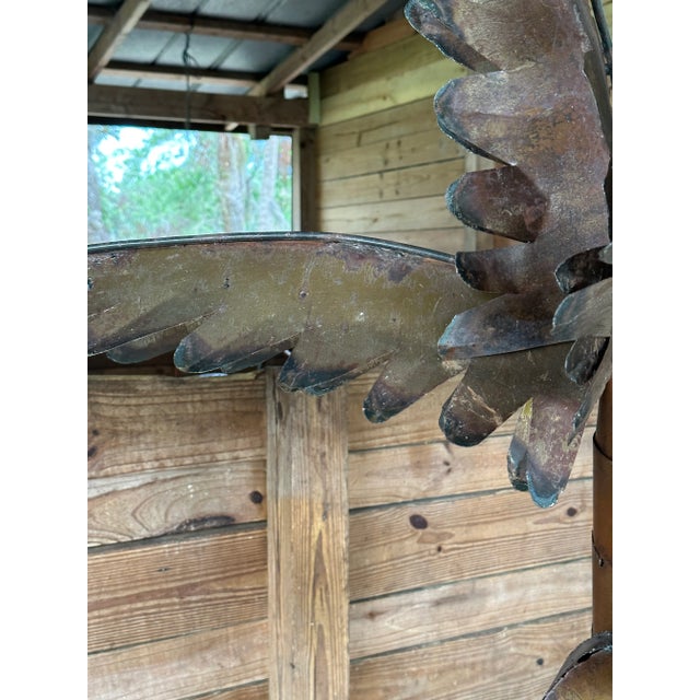 Rustic Monumental Vintage Rustic Coastal Oxidized Metal Palm Tree For Sale - Image 3 of 12