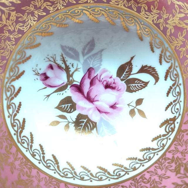 Salmon Vintage Aynsley Bone China Cabbage Rose Tea Cup and Saucer- 2 Pieces For Sale - Image 8 of 15