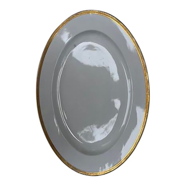 Antique Greek Key Porcelain Platter For Sale