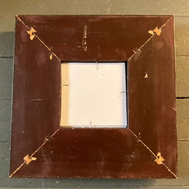 Abstract Contemporary Original Abstract Portrait Painting Chunky Distressed Wood Carved Frame For Sale - Image 3 of 3