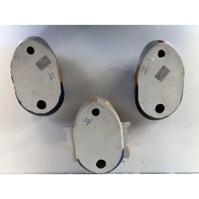 Ceramic Faces, 1950s, Set of 3 For Sale - Image 6 of 8