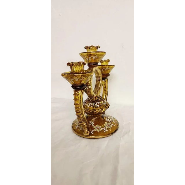 1940s Hand-Painted Crystal Candleholder, Italy, 1940s For Sale - Image 5 of 13