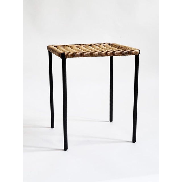 Mid-Century Modern Forged Iron and Rattan Side Table by Carl Auböck, 1950s For Sale - Image 4 of 10