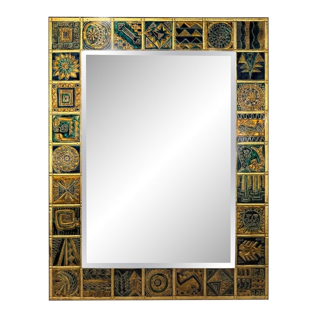1940s Italian Modern Reverse Decorated Mirror For Sale