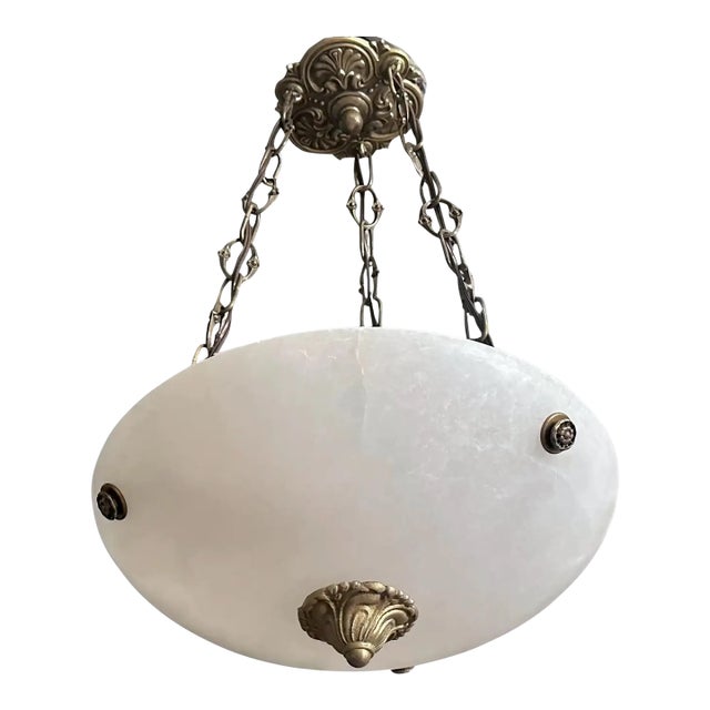 French Directoire Style Alabaster Chandelier Pendant Light For Sale