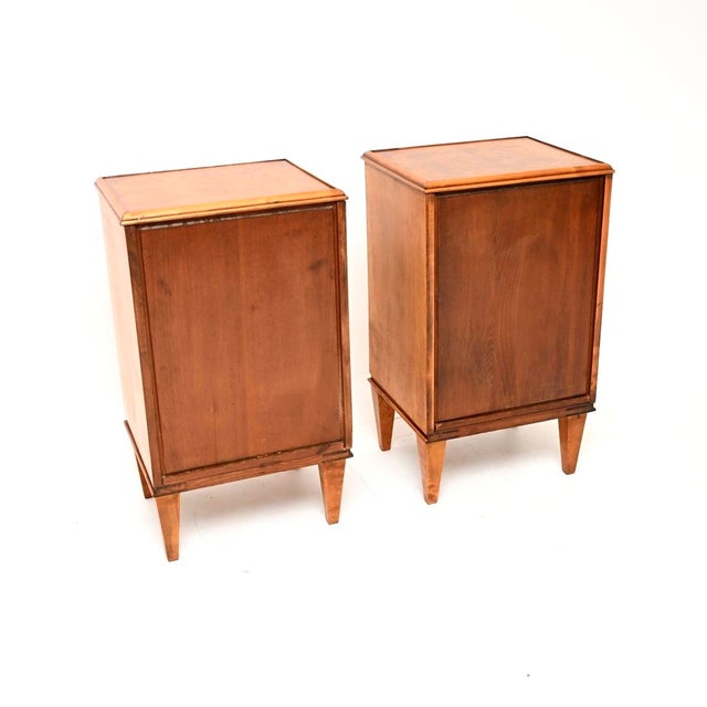 Brown Vintage Swedish Satin Birch Bedside Cabinets, 1950s, Set of 2 For Sale - Image 8 of 14