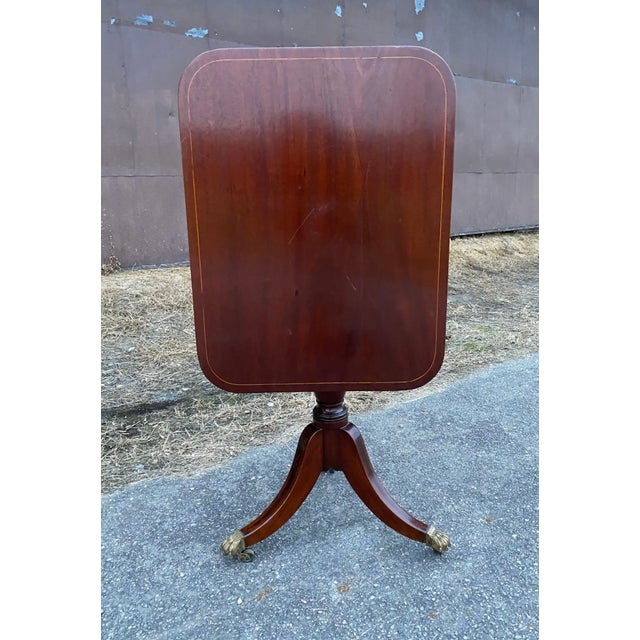 Traditional 19th Century English Regency Inlaid Side Table on Paw Castors For Sale - Image 3 of 5