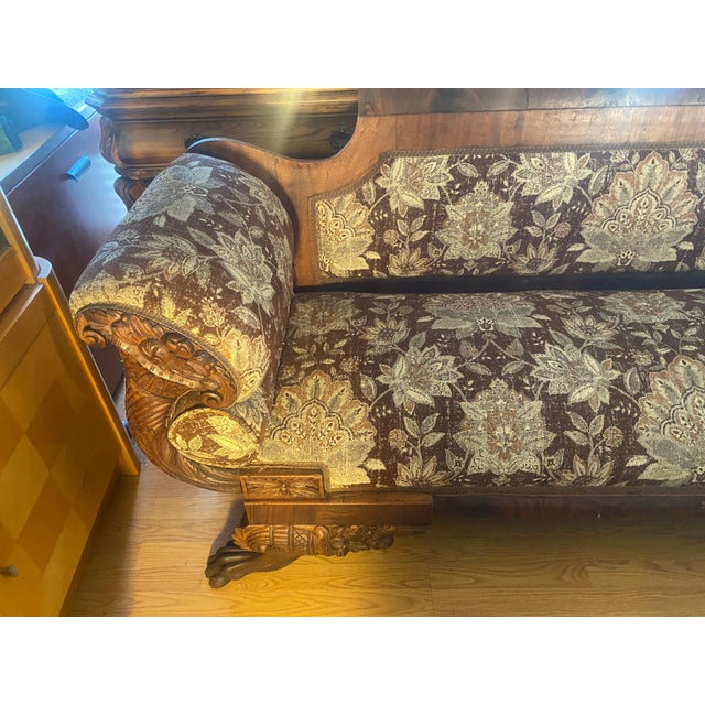 Victorian 1875 Victorian Couch Made in the Us Hand Carved Walnut For Sale - Image 3 of 12
