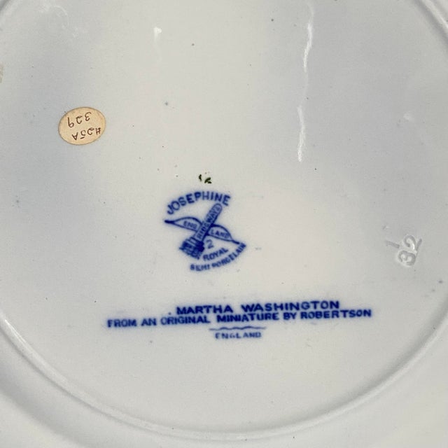 Martha Washington Flow Blue Plate From an Original Miniature by Robertson - England For Sale In Sacramento - Image 6 of 8