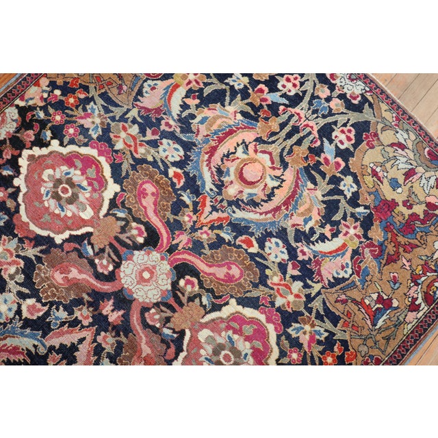 Blue Antique Persian Isfahan Rug - 4'9" x 6'9" For Sale - Image 8 of 12