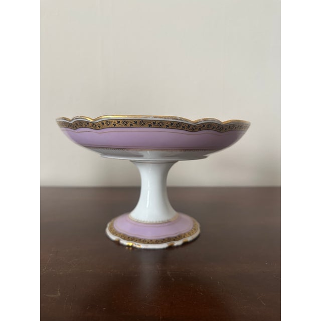 An antique compote serving dish from renowned 19th century Parisian luxury firm, Escalier de Cristal in Pompadour Pink, a...
