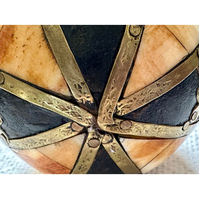 Vintage Late 20th Century Wood and Brass Decorative Orb Ball For Sale - Image 9 of 10