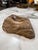 Vintage ashtray hand-carved from solid brown marble with striking cream, caramel, and dark brown veining. Features a...